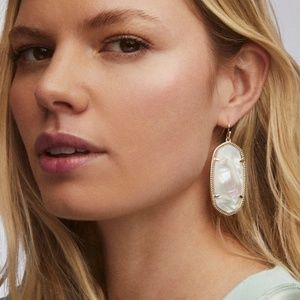 Danielle Gold Statement Earrings in Ivory Mother-of-Pearl